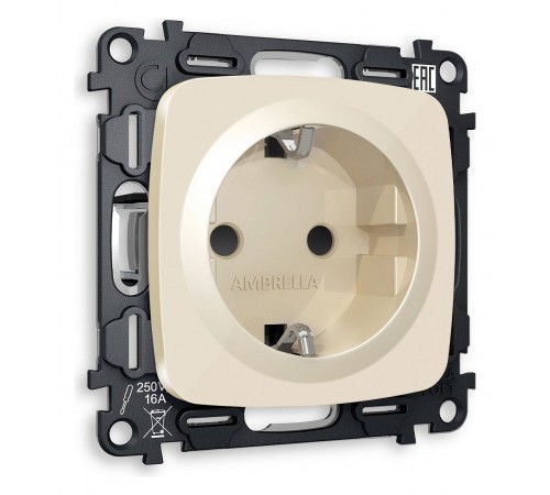 Розетка с заземлением и со шторкой, без рамки Ambrella Volt MO307010 Quant