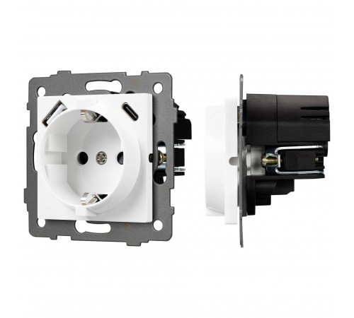 Розетка с заземлением и 2хUSB type A и C, без рамки Arlight 49822 SCT