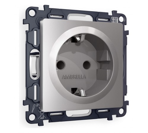 Розетка с заземлением и со шторкой, без рамки Ambrella Volt MA507010 Quant