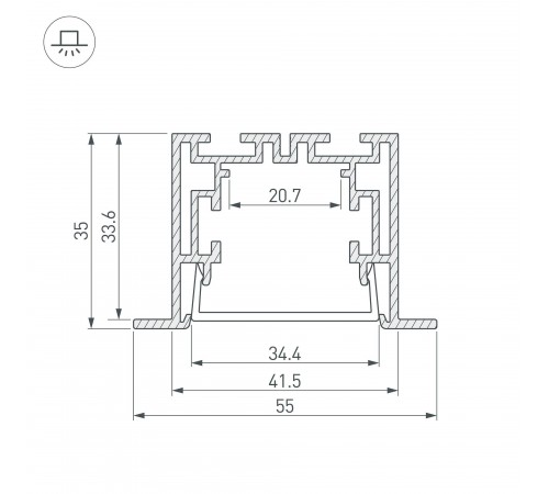 Профиль Arlight 021176 S2-LINIA55-F-2500 ANOD+OPAL