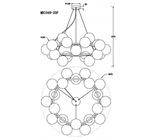 Подвесная люстра MyFar MR1949-20P Aerton