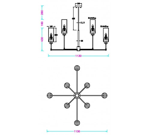 Люстра на штанге MyFar MR2410-8C Richard