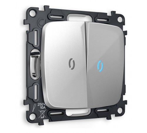 Выключатель проходной двухклавишный с подсветкой без рамки Ambrella Volt MO404040 Quant