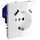Розетка с заземлением и со шторкой и 2хUSB type A и C, без рамки Voltum VLS040501 S70