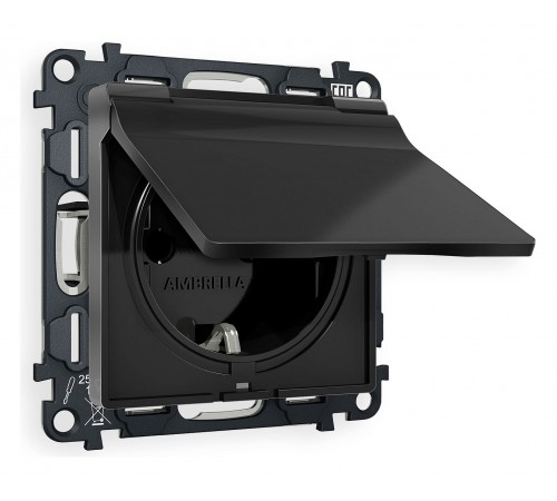 Розетка с заземлением и со шторкой, без рамки с крышкой Ambrella Volt MA808010 Quant