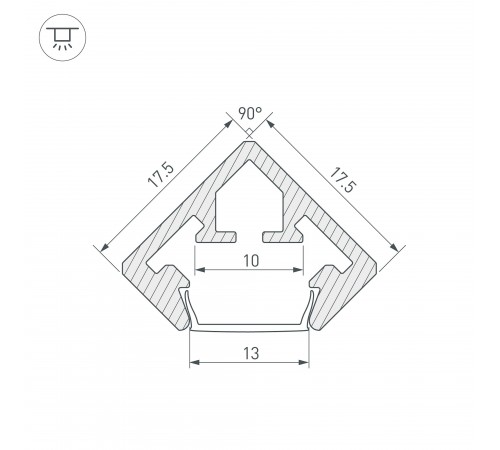 Профиль Arlight 021646 PDS45-KUB-2000 ANOD