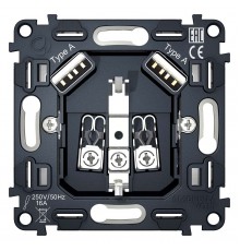 Механизм розетки с заземлением и 2хUSB type A Ambrella Volt VM155 Quant