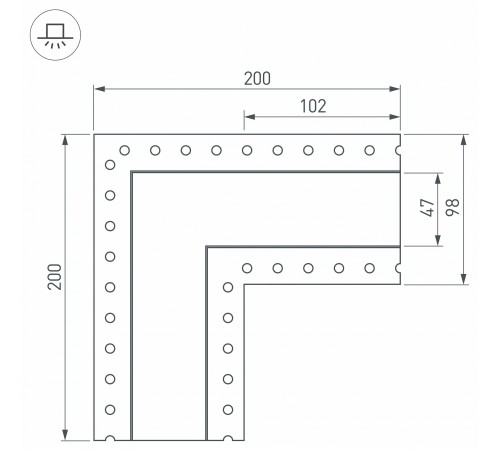 Соединитель угловой L-образный накладной Arlight 030106 S-LUX
