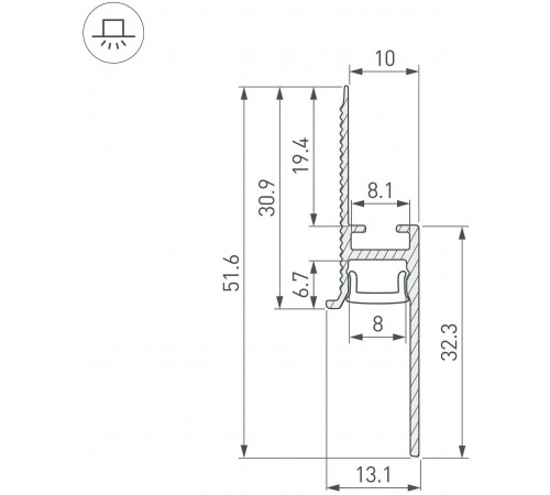 Профиль для плинтусов Arlight 043660 ARH-PLINTUS