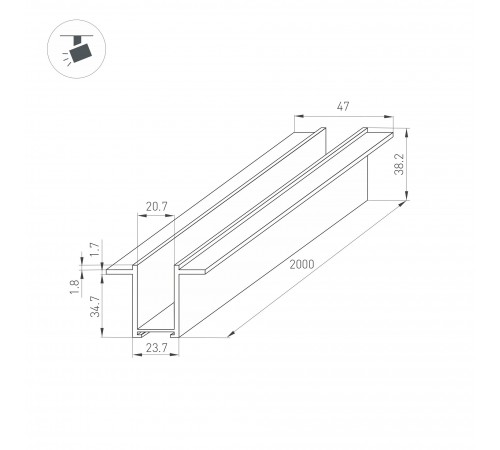 Трек встраиваемый Arlight 033244 MAG-25