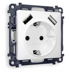 Розетка с заземлением и со шторкой и 2хUSB type A, без рамки Ambrella Volt MA109010 Quant