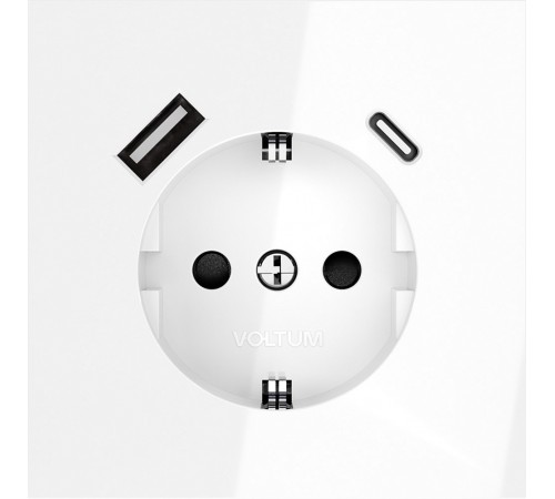 Розетка с заземлением и со шторкой и 2хUSB type A и C, без рамки Voltum VLS040501 S70