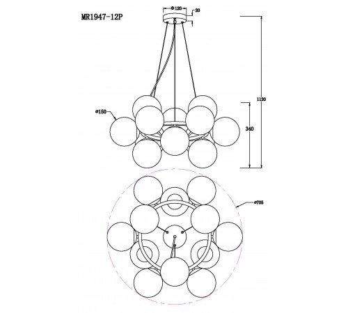 Подвесная люстра MyFar MR1947-12P Aerton