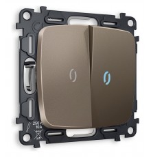 Выключатель проходной двухклавишный с подсветкой без рамки Ambrella Volt MO634040 Quant