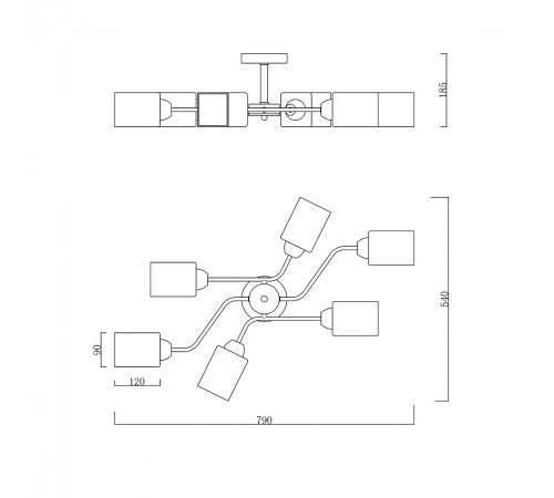 Люстра на штанге Escada 1131/6P Black/Gold Vertigo