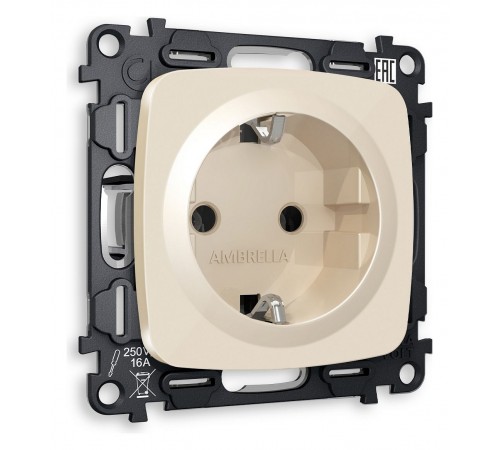 Розетка с заземлением, без рамки Ambrella Volt MO306010 Quant