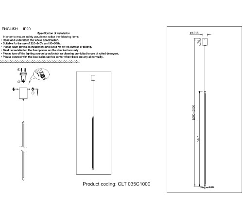 Светильник подвесной Crystal Lux CLT 035C1000 BL