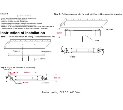 Светильник однофазный Crystal Lux CLT 0.31 010 36W BL M4000К