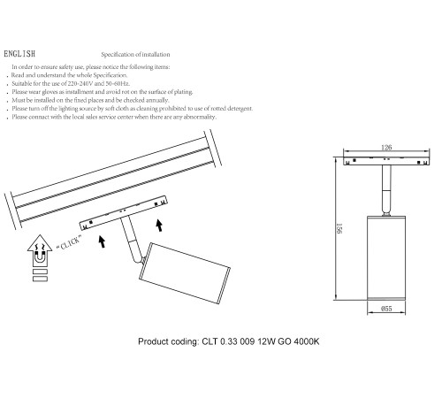 Светильник трековый магнитный Crystal Lux CLT 0.33 009 12W GO 4000K