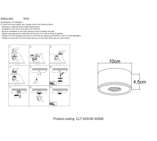 Светильник потолочный Crystal Lux CLT 525C95 WH 4000K