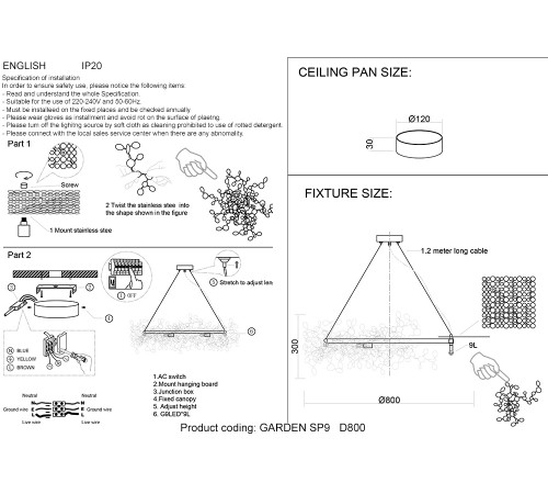 Люстра Crystal Lux GARDEN SP9 D800 GOLD