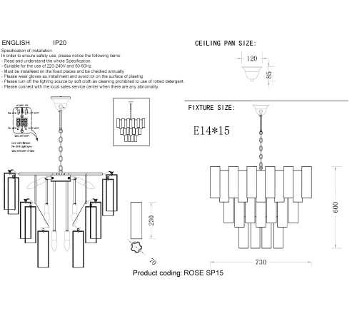 Люстра Crystal Lux ROSE SP15 BRASS