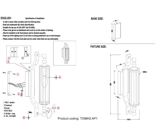 Бра Crystal Lux TOMAS AP1 CHROME