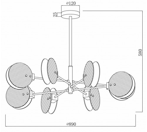 Люстра на штанге iLamp 15598-8 SN+CL Panorama