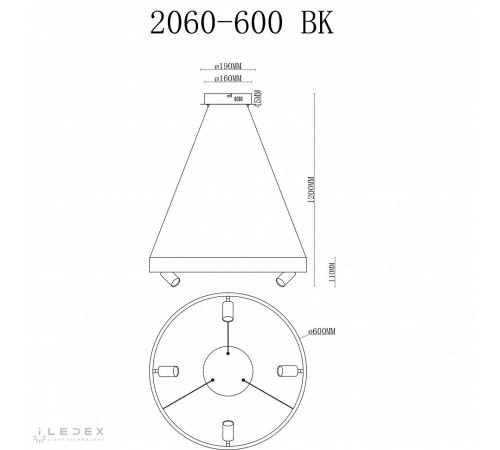 Подвесная люстра iLedex 2060-D600 BK Vision