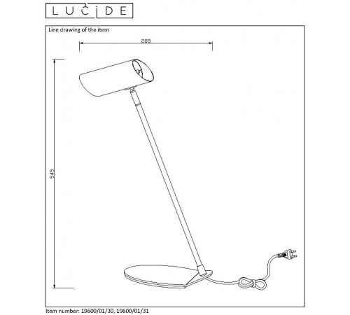 Настольная лампа декоративная Lucide 19600/01/30 Hester