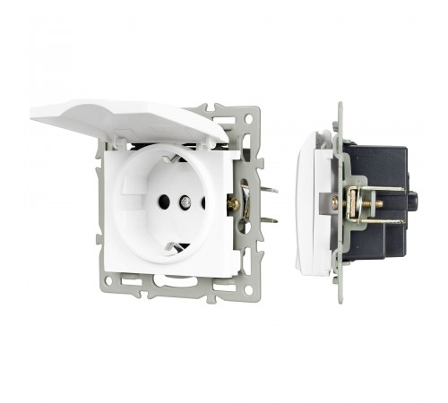 Розетка влагозащищенная с заземлением и со шторкой, без рамки с крышкой Arlight 43745 SCT