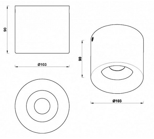 Накладной светильник iLedex 113-12W-D100-3000K-24DG-WH Metrica