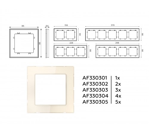 Рамка на 4 поста Ambrella Volt AF330304 Platos Стекло органическое