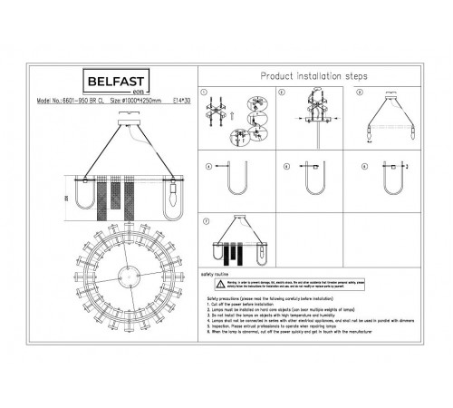 Подвесная люстра Belfast 6601-950 BR CL Severn