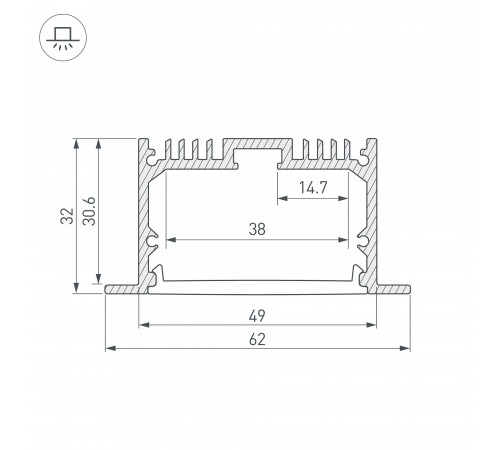 Профиль встраиваемый Arlight 019292 SL-LINIA62-F-2000 ANOD