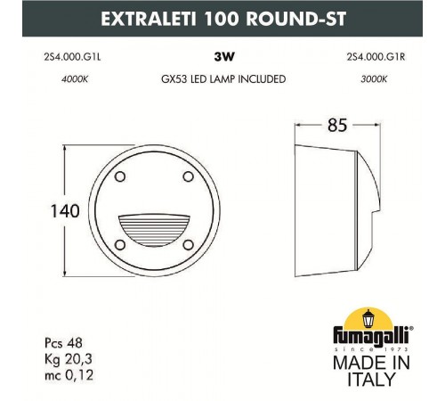 Встраиваемый светильник Fumagalli 2S4.000.000.WYG1L Leti