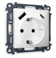 Розетка с заземлением и 2хUSB type A и C, без рамки Ambrella Volt MA110010 Quant