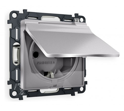 Розетка с заземлением и со шторкой, без рамки с крышкой Ambrella Volt MA508010 Quant