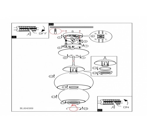 Подвесной светильник Eglo ПРОМО 94589 Rocamar
