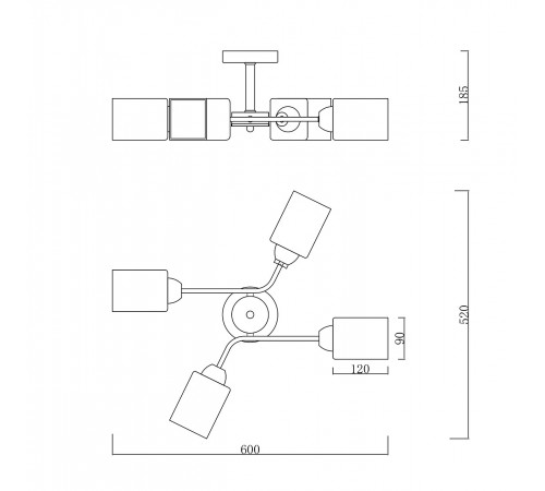 Люстра на штанге Escada 1131/4P Black/Gold Vertigo