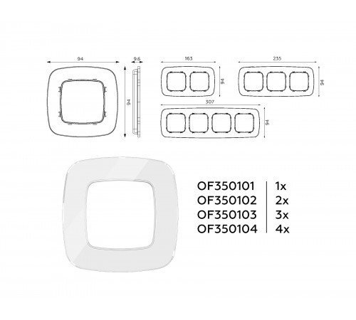 Рамка на 1 пост Ambrella Volt OF350101 Radian Стекло натуральное