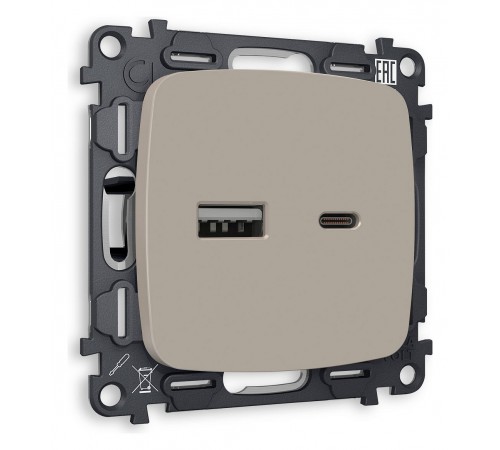 Розетка 2хUSB type A и C без рамки Ambrella Volt MO371010 Quant