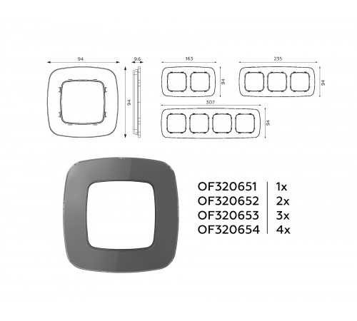 Рамка на 4 поста Ambrella Volt OF320654 Radian Стекло органическое