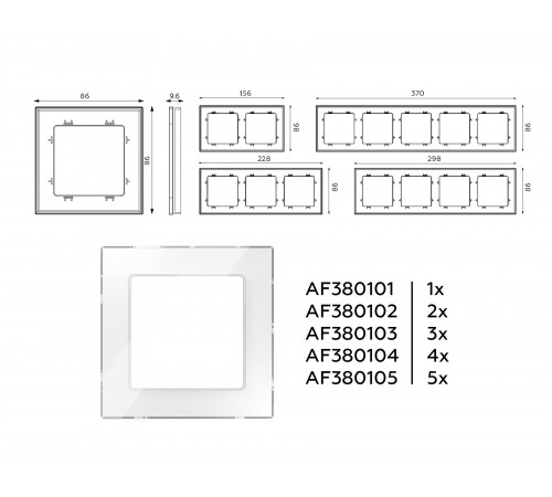 Рамка на 3 поста Ambrella Volt AF330103 Platos Стекло органическое