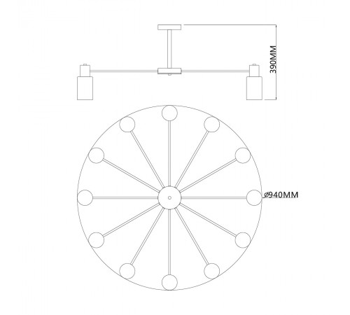 Люстра на штанге Escada 2120/12P Black Diversity