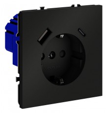 Розетка с заземлением и со шторкой и 2хUSB type A и C, без рамки Voltum VLS040508 S70