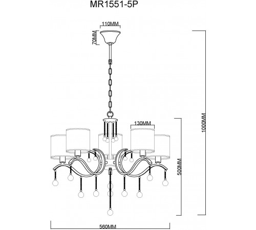 Подвесная люстра MyFar MR1551-5P Dante