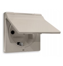 Накладка для розетки влагозащищенной с заземлением и со шторками с крышкой Ambrella Volt AP3680 Quant