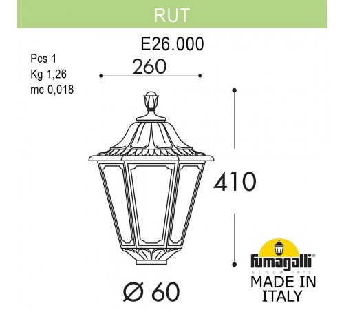 Плафон полимерный Fumagalli E26.000.000.BXF1R Rut