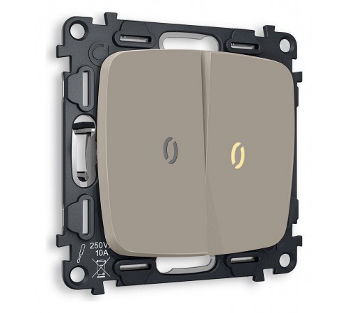 Выключатель двухклавишный с подсветкой без рамки Ambrella Volt MO364010 Quant